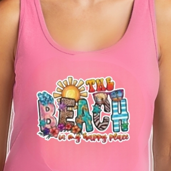 Port and Company Tops - NWT BEACH IS MY HAPPY PLACE Tank Top Handmade Graphic Top